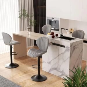 Bar Stool Set of 4: Modern Swivel Bar Chairs with High Backrest