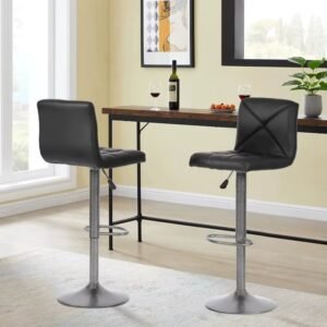 Hydraulic Bar Stools Set of 2 with Adjustable Height
