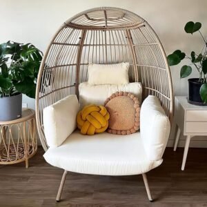 Oversized Wicker Egg Chair with 370lbs Capacity